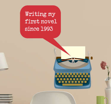 Sticker texte personnalisable machine à écrire.