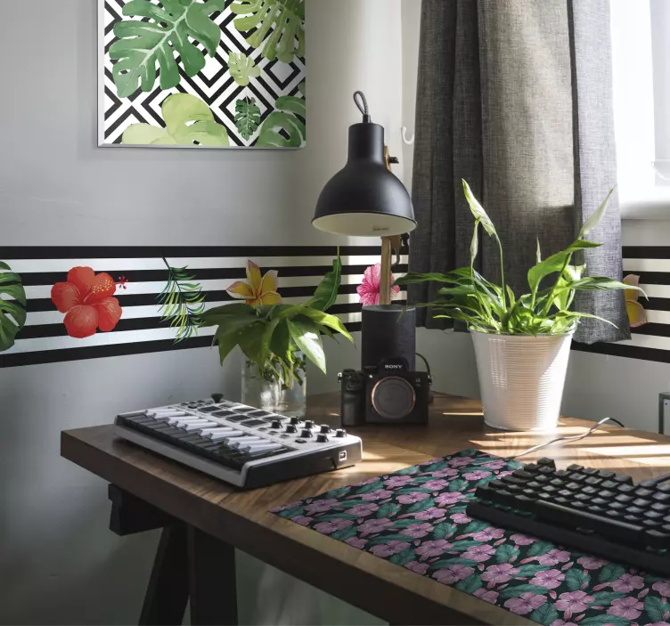 Tapis de souris floral grandes fleurs tropicales - TenStickers