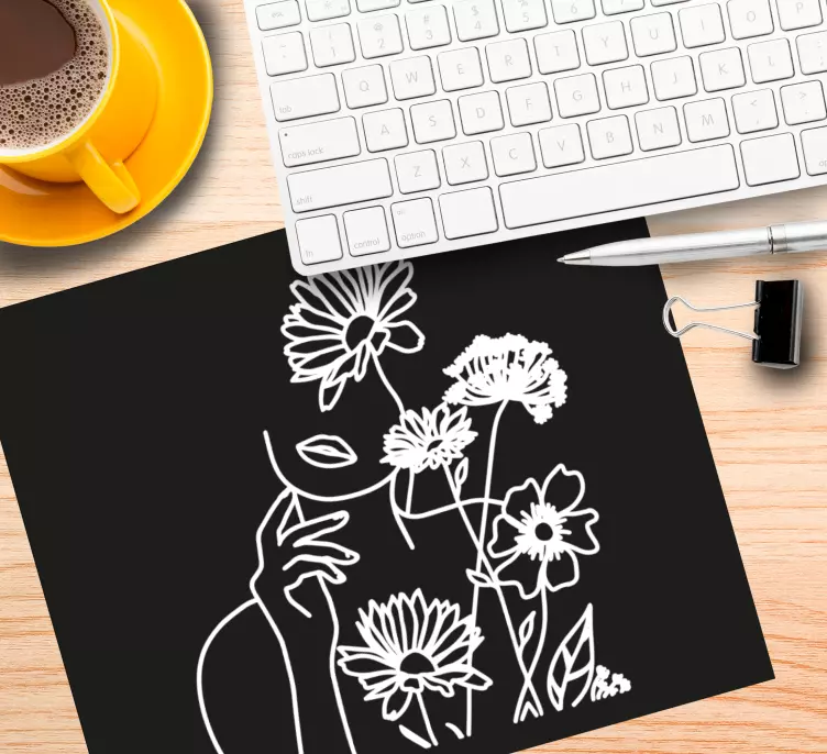 Femme et tournesols minimalistes plus tapis de souris - TenStickers