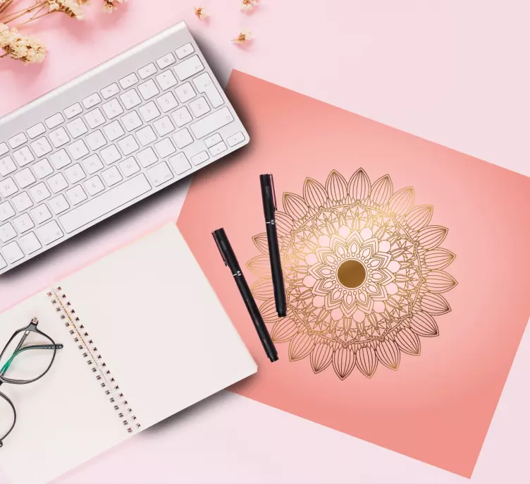 Tapis de souris motif Mandala rose et or - TenStickers