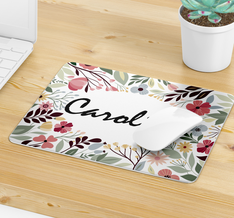 tapis de souris nom Floral personnalisé - TenStickers