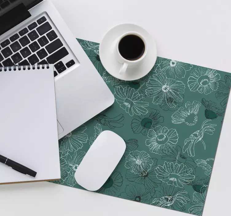 Tapis de souris marguerites sur fond vert - TenStickers