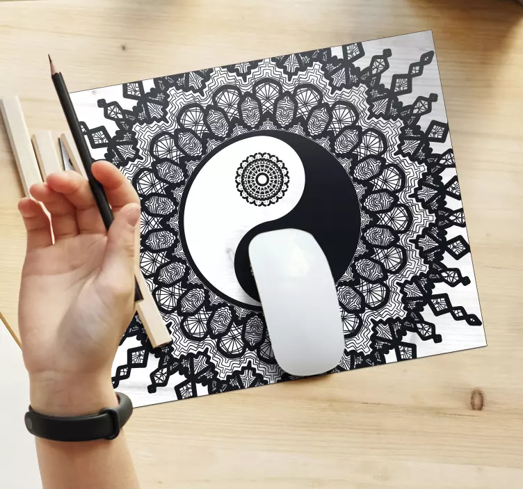 Tapis de souris motif œuvre d'art mandala yin yang - TenStickers