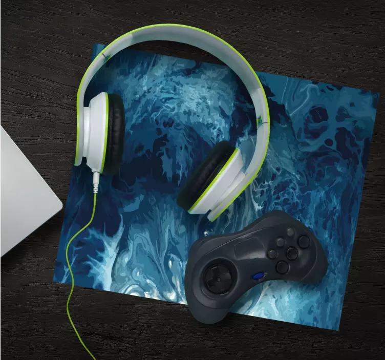 Tapis de souris original Vagues aquarelle tons bleus - TenStickers