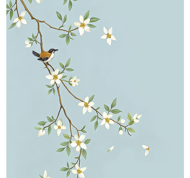 Store enrouleur couple oiseaux des branches en fleurs - TenStickers