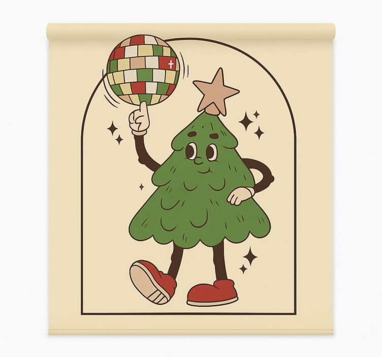 Store enrouleur salon arbre disco groovy - TenStickers