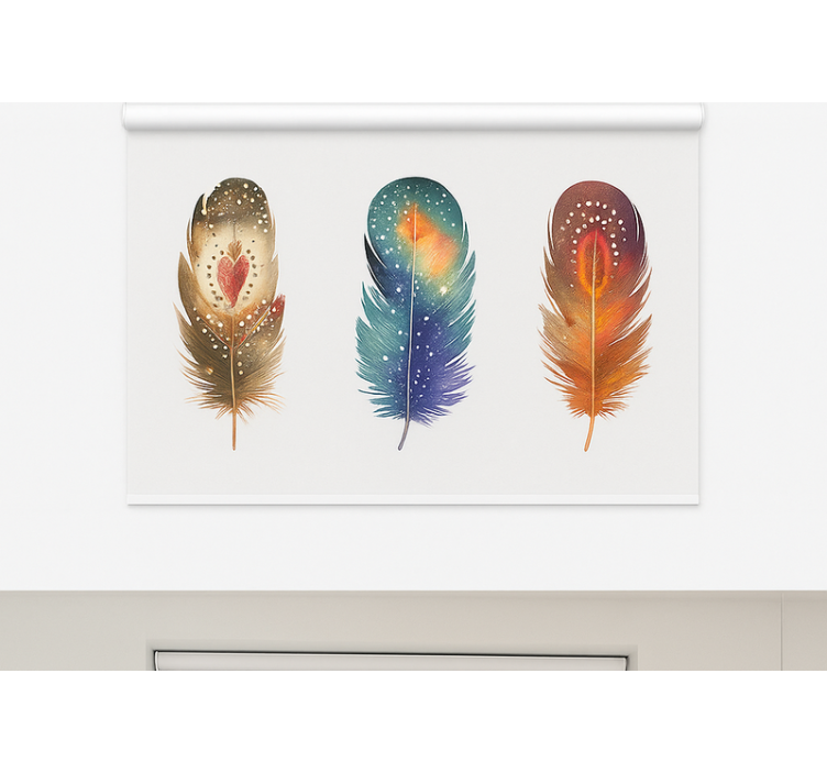 Store enrouleur salle à manger plumes tribales colorées - TenStickers