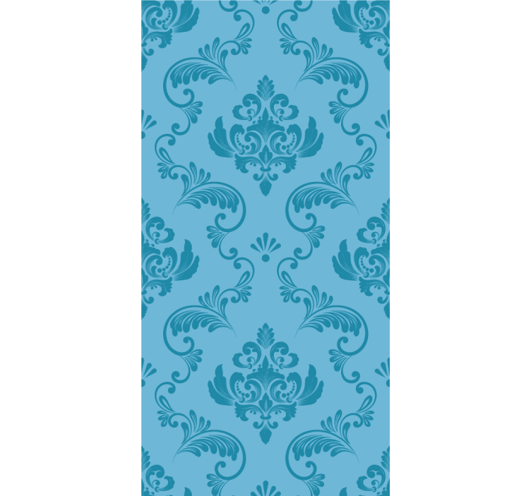 Store enrouleur salle de bain courbes botaniques bleues - TenStickers