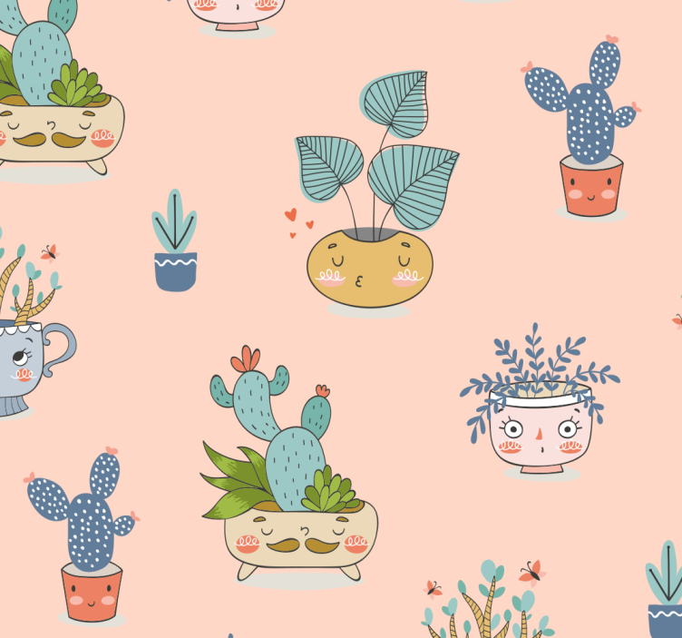 Store enrouleur salle à manger pots de plantes animés - TenStickers