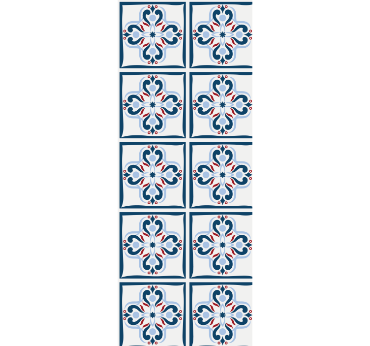 Store enrouleur cuisine carreaux portugais bleu rouge - TenStickers