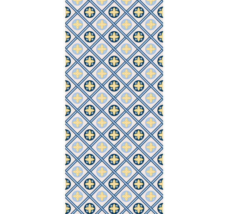 Store enrouleur cuisine carreaux portugais bleu et jaune - TenStickers