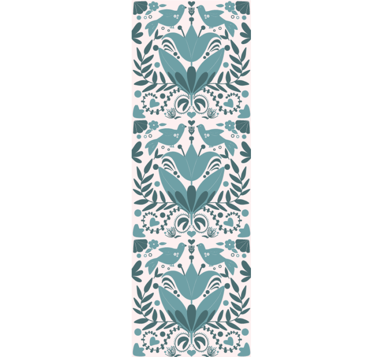 Store enrouleur cuisine motif art folklorique bleu oiseaux - TenStickers
