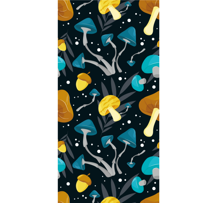 Store enrouleur cuisine motif champignon bleu et jaune - TenStickers