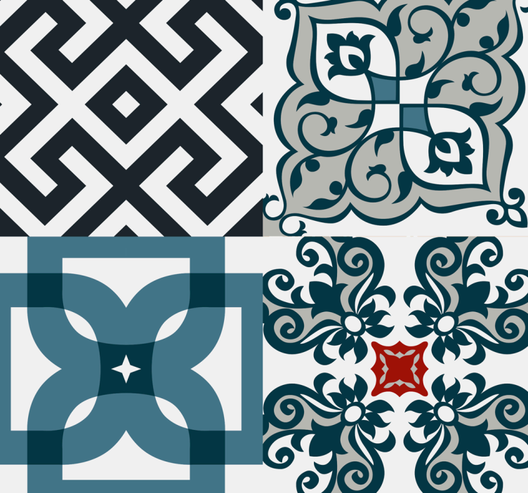 Store enrouleur cuisine carreaux vintage portugais - TenStickers