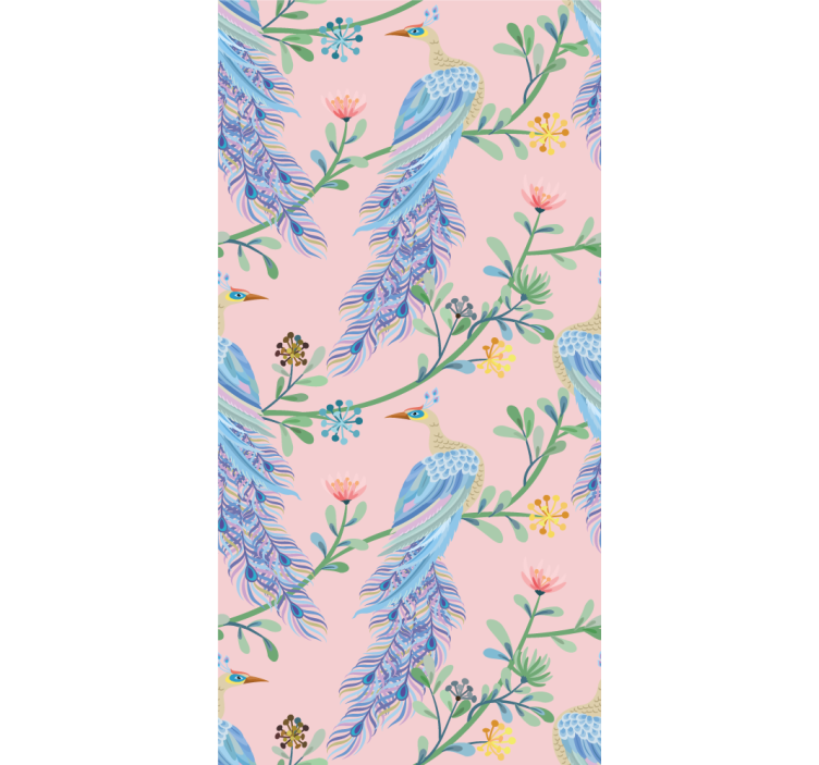 Store enrouleur salle à manger oiseaux au paradis rose - TenStickers