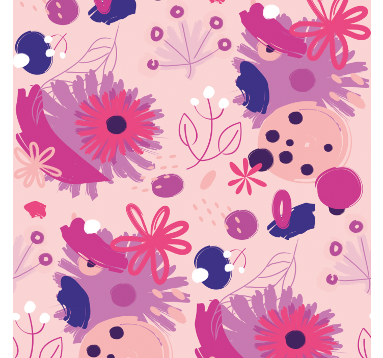 Store enrouleur salle à manger fleurs violettes abstraites - TenStickers