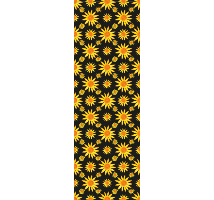 Store enrouleur salle à manger tournesols sur fond noir - TenStickers