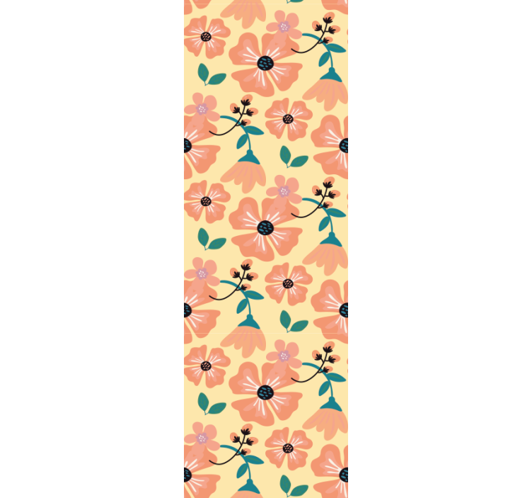 Store enrouleur salle à manger fleurs orange - TenStickers