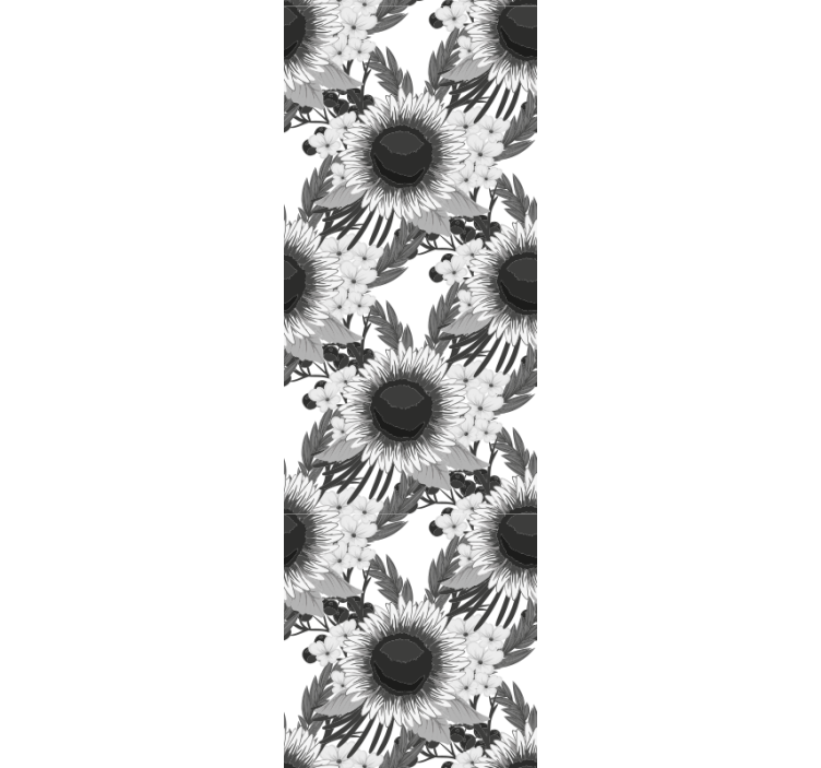 Store enrouleur salle à manger tournesols noir et blanc - TenStickers