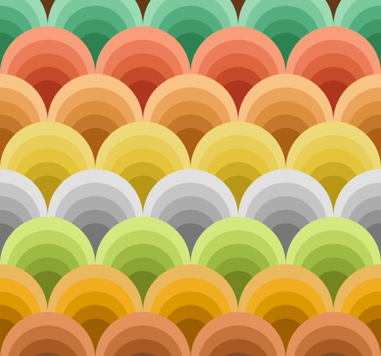 Store enrouleur salle à manger vintage avec cercles oranges - TenStickers