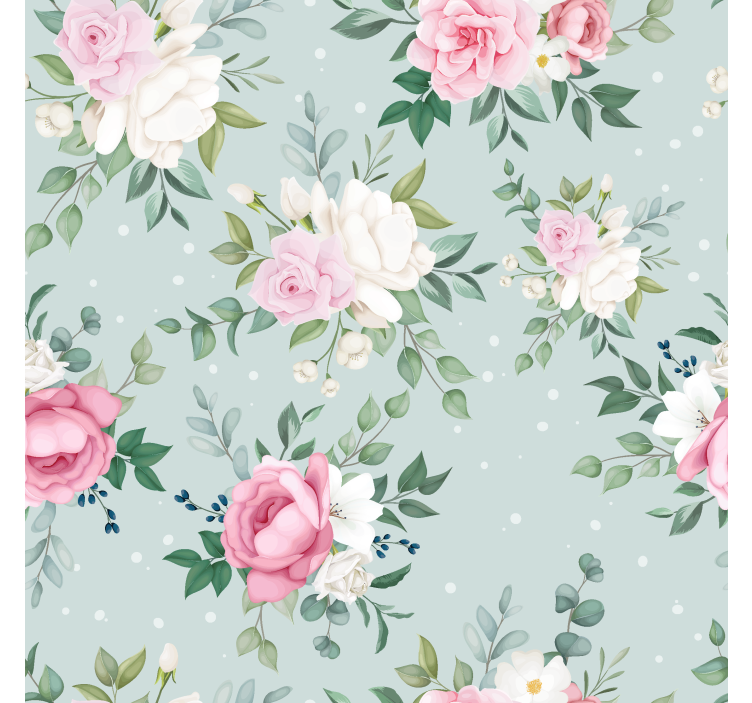 Store enrouleur salle à manger floral bleu et rose - TenStickers