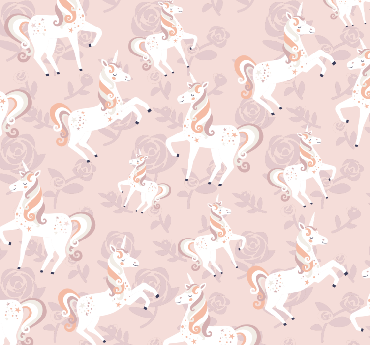 Store enrouleur pour chambre enfant licorne rose avec fleurs - TenStickers