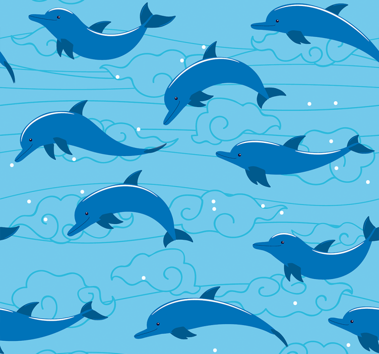 Store enrouleur pour chambre enfant ciel nuageux et dauphins - TenStickers