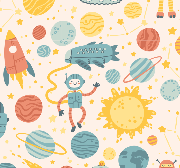 Store enrouleur pour chambre enfant scène aventure spatiale - TenStickers