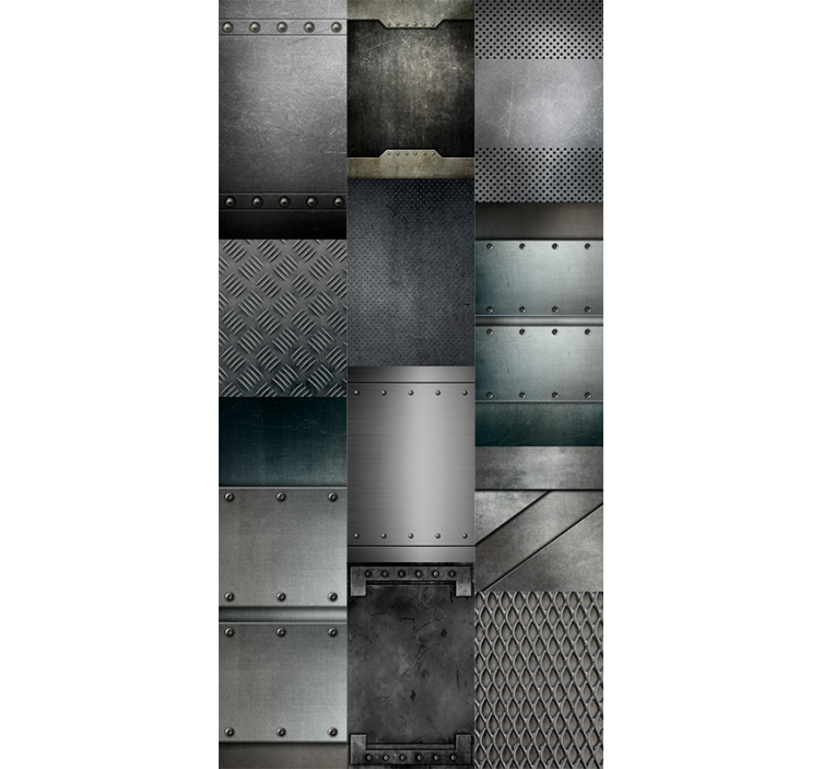 Store enrouleur bureaux motif blocs noirs métal - TenStickers