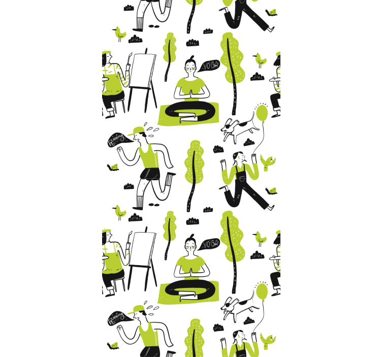 Store enrouleur bureaux ensemble doodle mode de vie sain - TenStickers