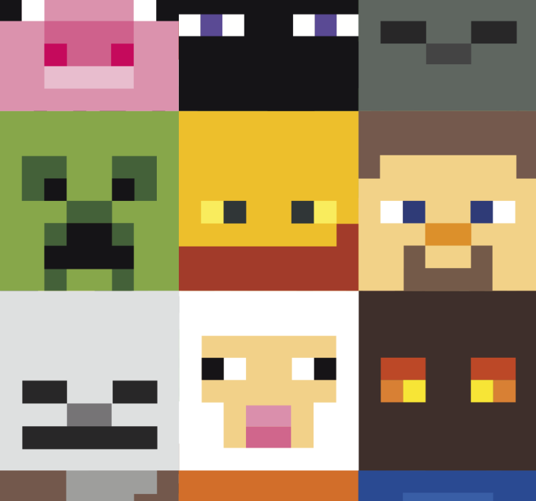 Store enrouleur pour chambre ado visages pixelisés - TenStickers
