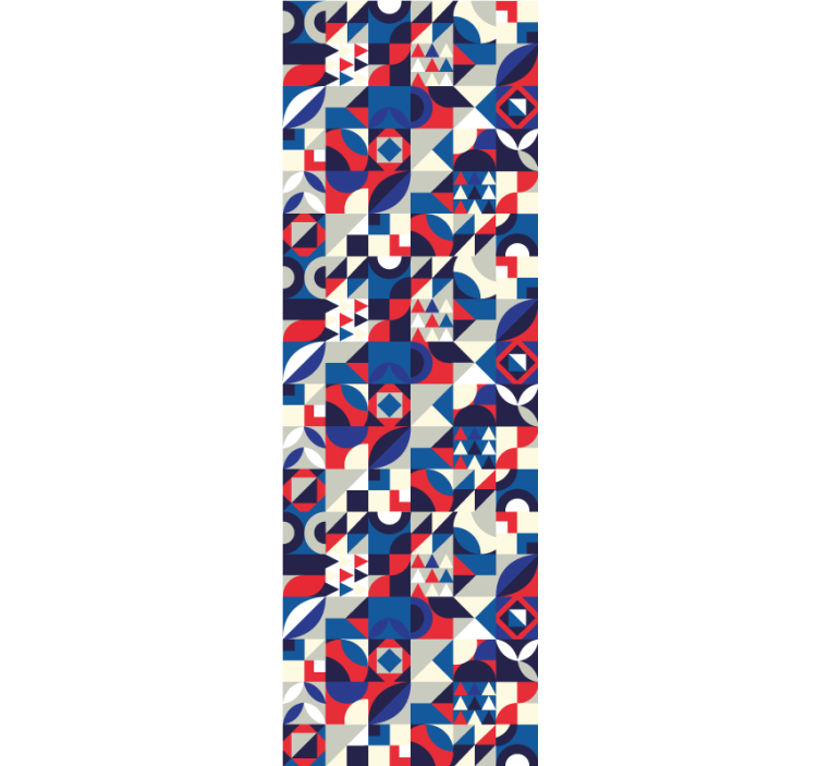 Store enrouleur moderne motif mosaïque rouge et bleu - TenStickers