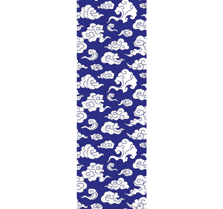 Store enrouleur moderne nuages blancs silhouette fond bleu - TenStickers