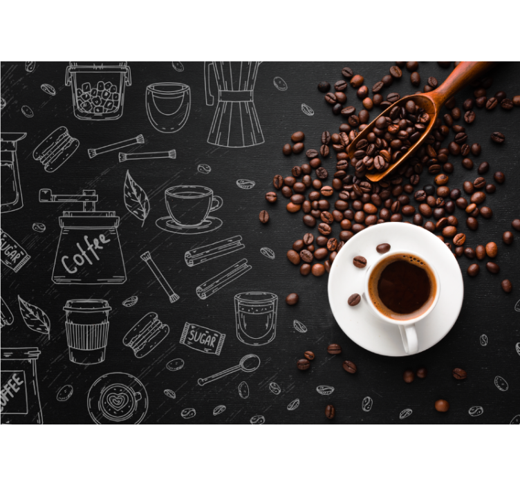 Store enrouleur cuisine grains de café et dessins - TenStickers