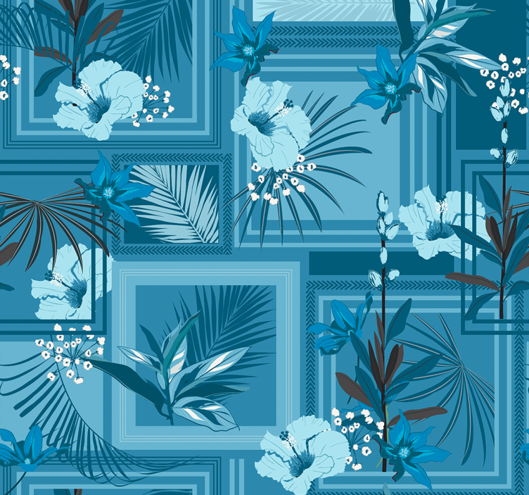 Store enrouleur salle de bain floral bleu - TenStickers