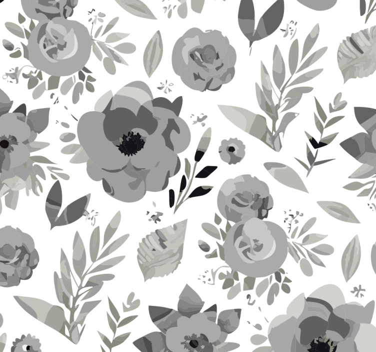 Store enrouleur gris fleurs aquarelle - TenStickers