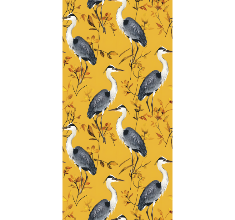Store enrouleur jaune motif hérons - TenStickers