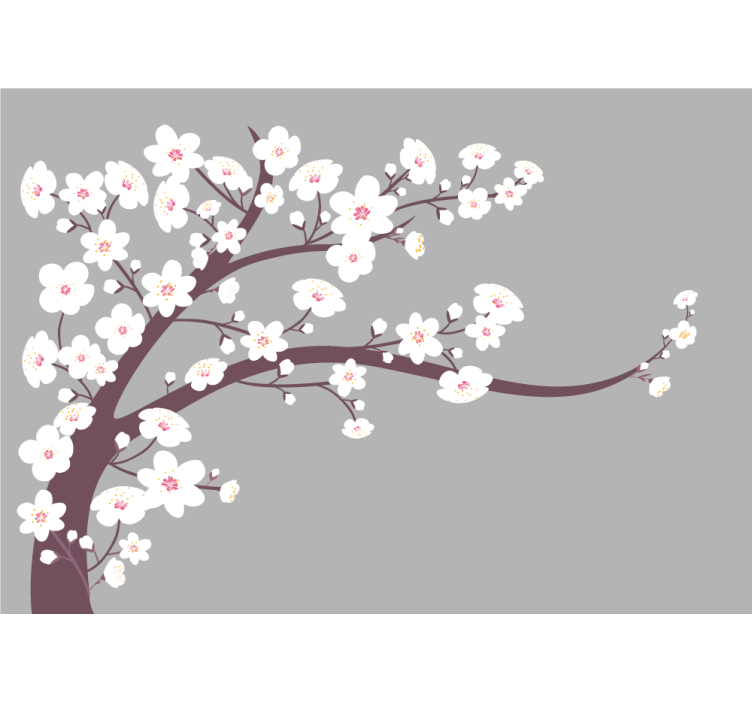 Store enrouleur cuisine fleurs blanches sur fond gris - TenStickers