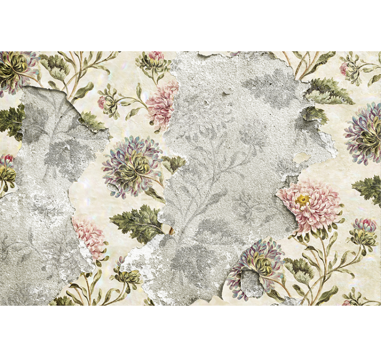 Store enrouleur cuisine fleurs vintage fond beige - TenStickers