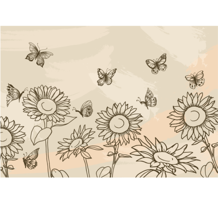 Store enrouleur cuisine tournesols et papillons beige - TenStickers
