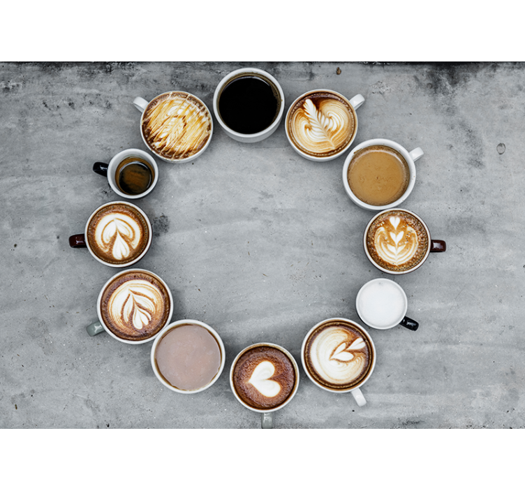 Store enrouleur cuisine tasses à café en cercle - TenStickers
