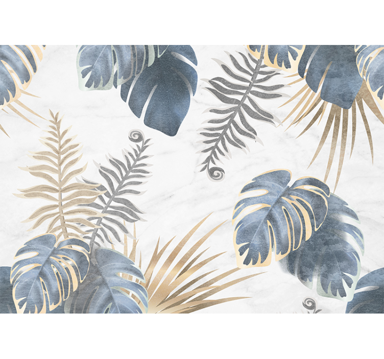 Store enrouleur cuisine motifs tropicaux bleus fond blanc - TenStickers
