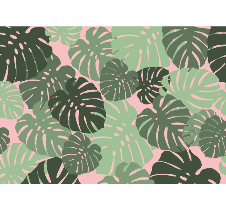 Store enrouleur cuisine feuilles de monstera roses - TenStickers