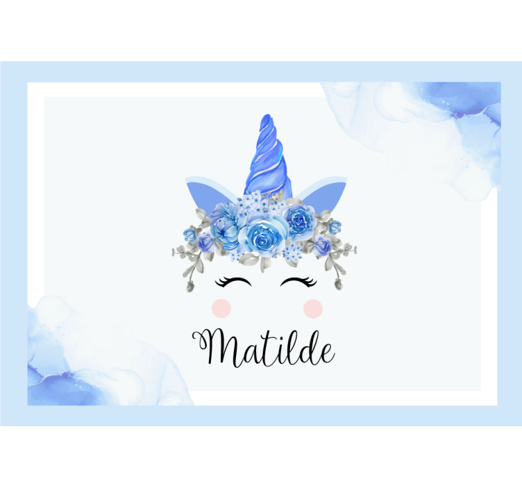 Store enrouleur blanc yeux et cornes de licorne - TenStickers