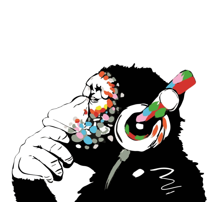 Store enrouleur salon mono banksy musique - TenStickers