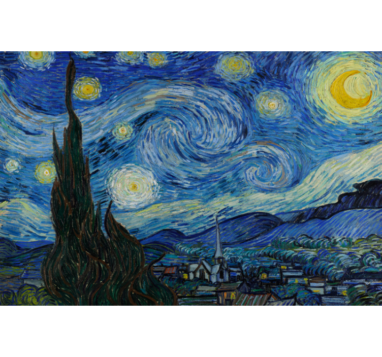Store enrouleur salon nuit étoilée de van gogh - TenStickers
