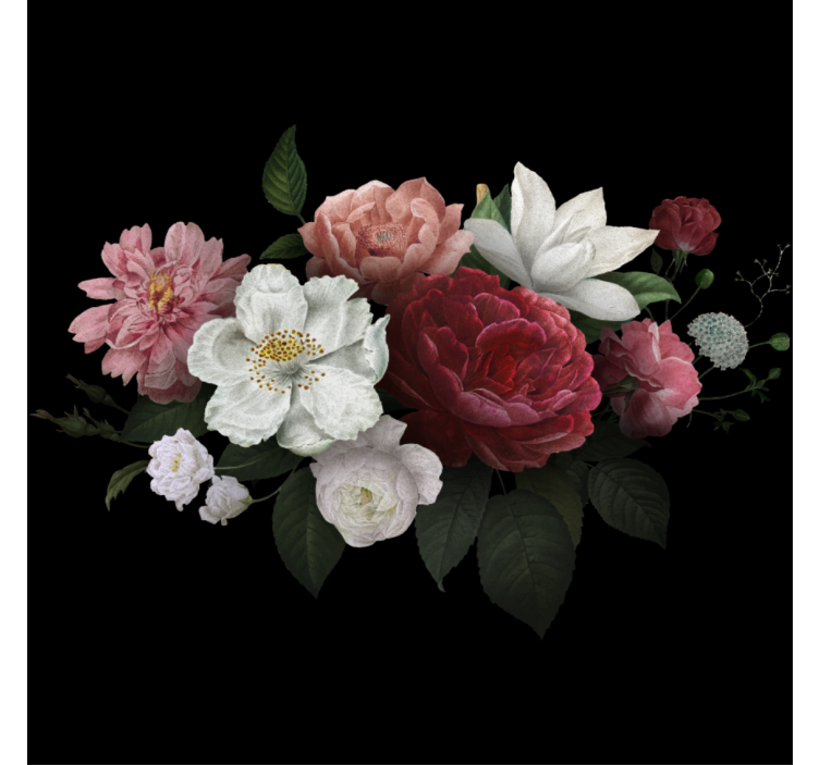 Store enrouleur salon roses vintage sur fond noir - TenStickers