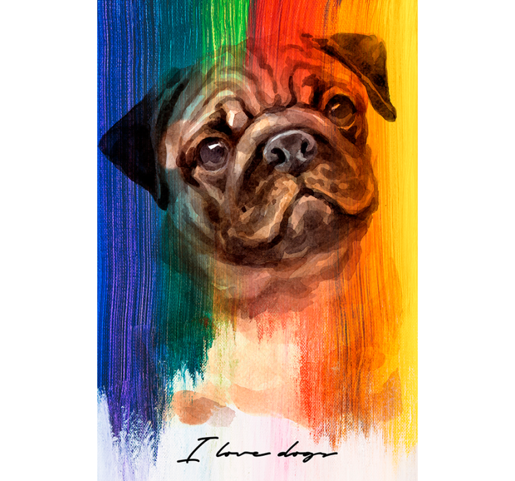 Store enrouleur salon pug arc-en-ciel - TenStickers