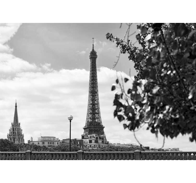 Store enrouleur salon tour eiffel noir et blanc - TenStickers