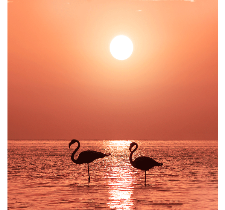 Store enrouleur salon flamant rose au coucher de soleil - TenStickers